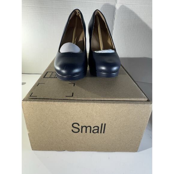 Women Round Toe 6 Slip On Pumps Low Chunky Block Heel Comfort Dress Pump Shoes - Picture 5 of 6